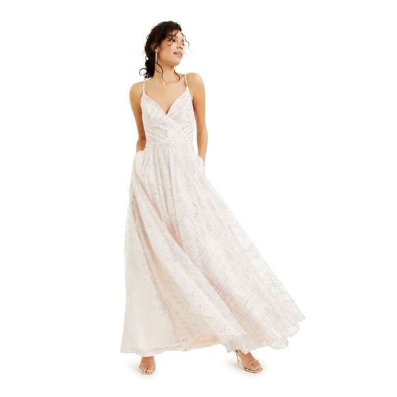 CRYSTAL DOLLS Womens Pink Spaghetti Strap Formal Fit + Flare Dress 1 - Picture 1 of 3